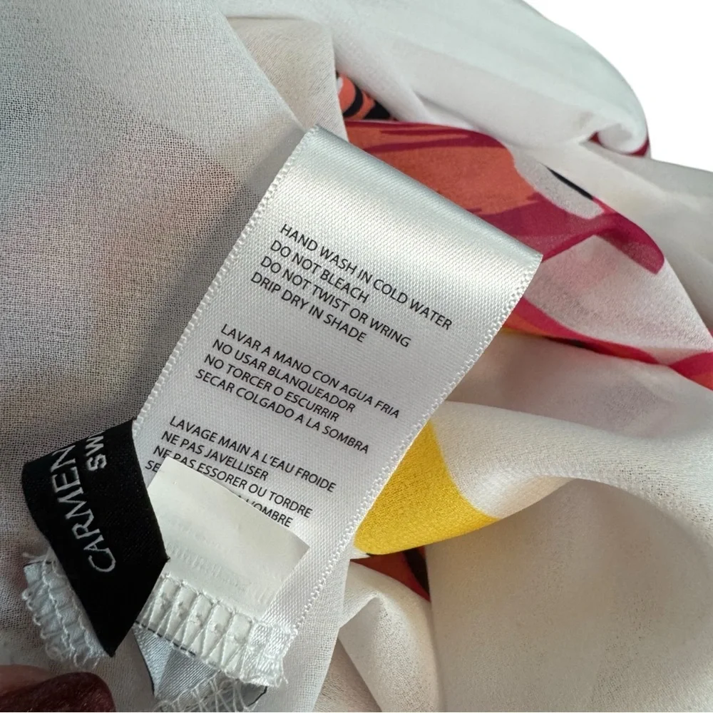 Carmen Marc Valvo Hibiscus V-Neck Caftan Cover Up NWT